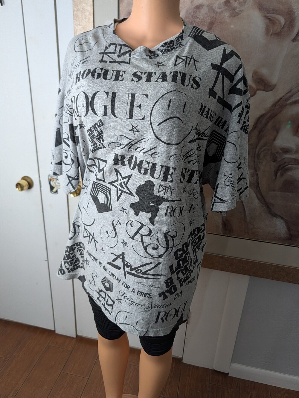 VTG Y2K Rogue Status Rob Dyrdek Gun Show Machine Gun All Over Print T-Shirt XL